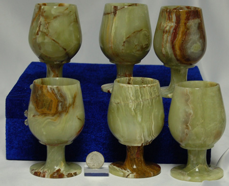 Image of Pakistani onyx sherry set, large 6pc with felt box